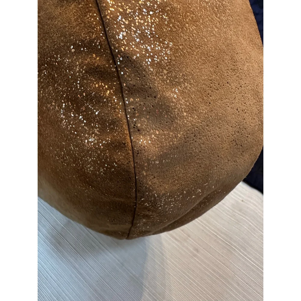 Jimmy Choo Gold Suede Metallic Hobo Bag